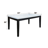 Nolan - Dining Table - White Marble & Salvage Dark Oak