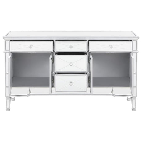 Duchess - 5-Drawer Mirrored Storage Accent Cabinet - Silver