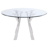 Alaia - Round Clear Glass Top Dining Table - Chrome