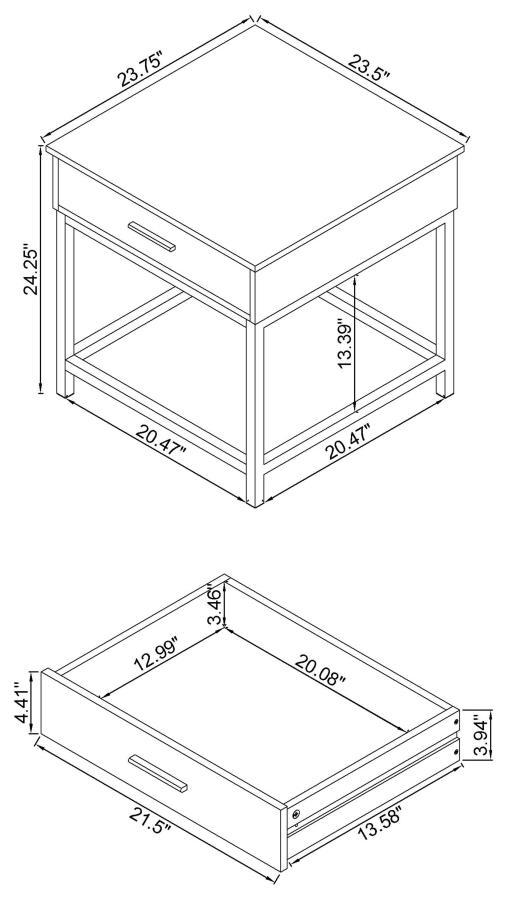 Byers - 1-Drawer Square Engineered Wood End Table - Brown Oak