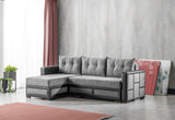 Ottomanson Loft - Upholstered Convertible Sectional with Storage - Gray