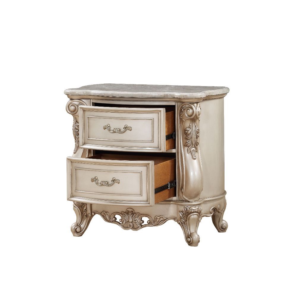 Gorsedd - Nightstand - Marble & Antique White