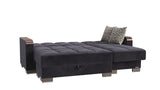 Ottomanson Armada X - Upholstered Convertible Wood Trimmed Chaise Lounge With Storage - Microfiber