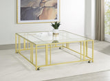 Adri - Square Glass Top Coffee Table With Casters