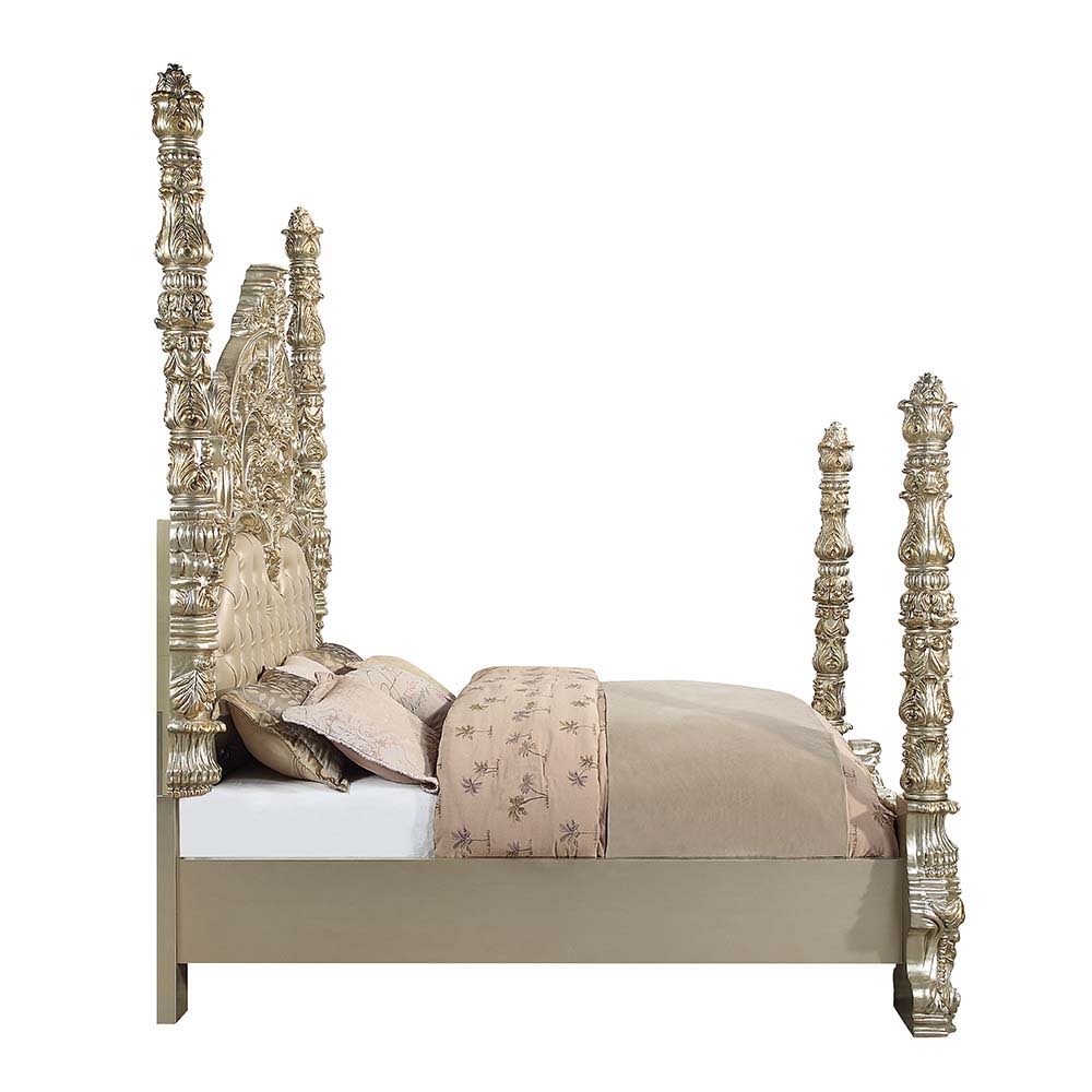 Danae - Eastern King Bed - PU, Champagne & Gold Finish