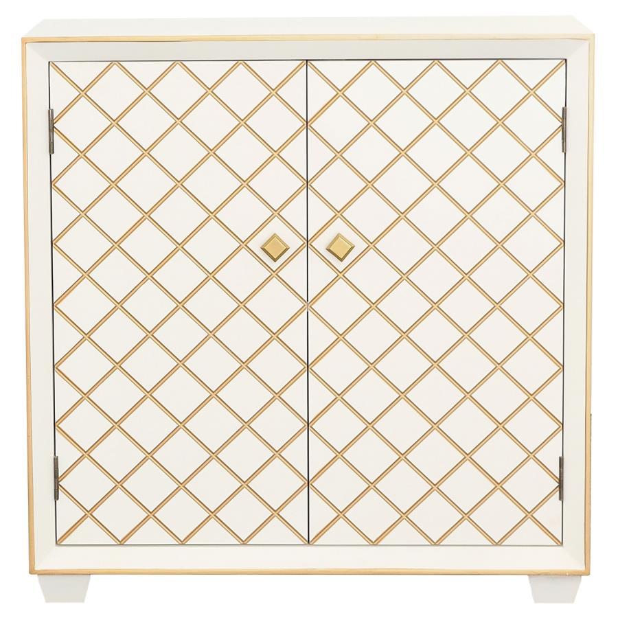 Belinda - 2 Door Storage Accent Cabinet - White And Gold