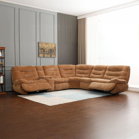 Emmy - Power Motion Sectional Sofa - Orange Chenille