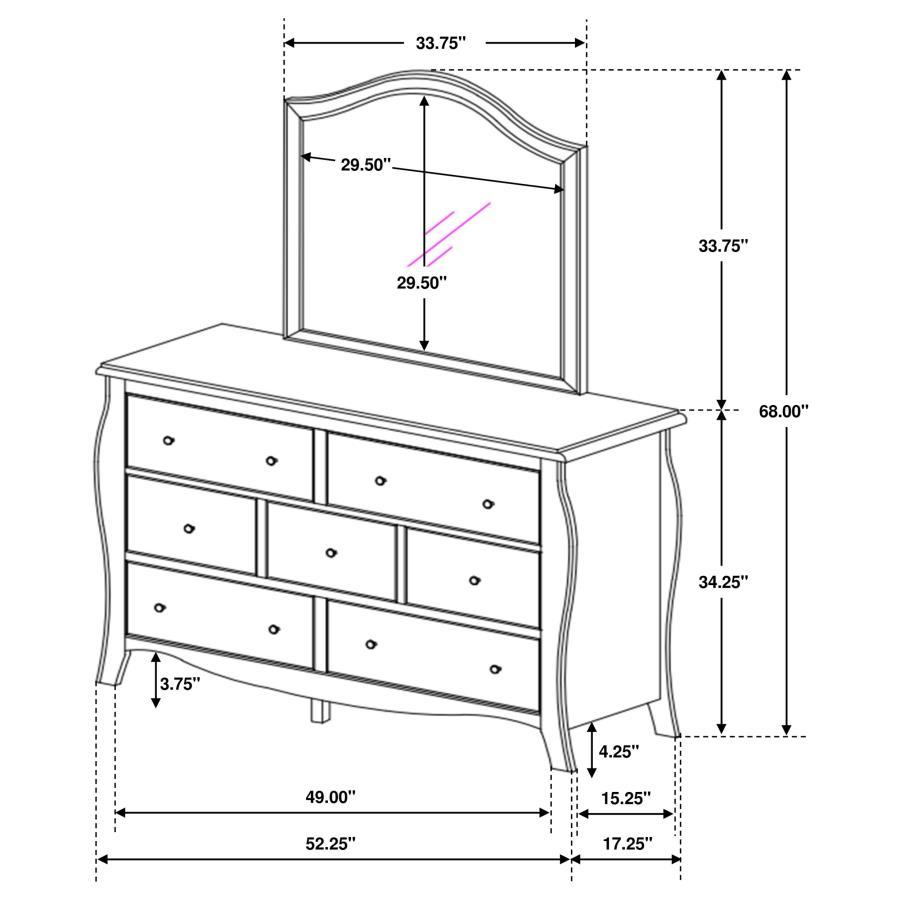 Dominique - 7-Drawer Dresser With Mirror - Cream White