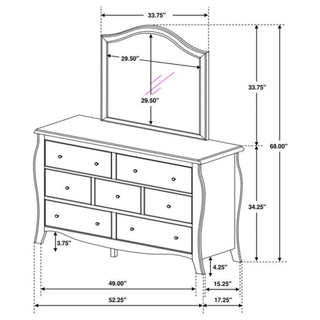 Dominique - 7-Drawer Dresser With Mirror - Cream White