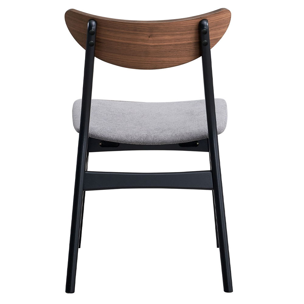 Rebi - Side Chair (Set of 2) - Gray Linen, Walnut & Black Finish