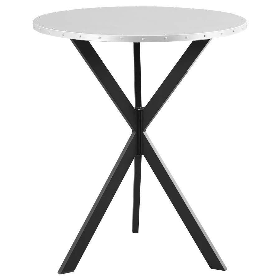 Kenzo - Round Galvanized Steel Bistro Bar Table - Silver