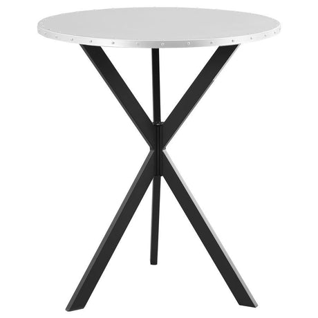 Kenzo - Round Galvanized Steel Bistro Bar Table - Silver