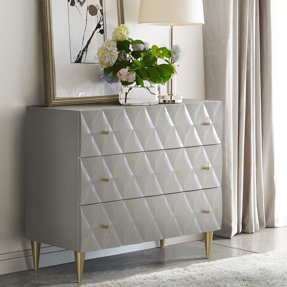 Anson - Console Cabinet - Metallic Silver Champagne