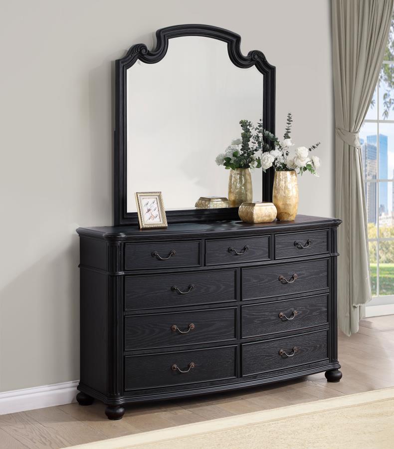 Celina - 9-Drawer Dresser With Mirror - Black