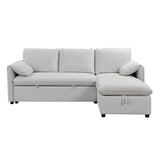 Yaroslav - Sectional Sofa With Sleeper & Storage - Cream Velvet