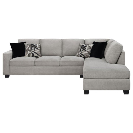 Whitson - Upholstered Track Arm Sectional Chaise Sofa - Stone