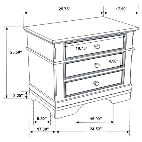 Manchester - 3-Drawer Nightstand - Wheat Brown