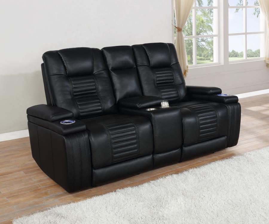 Zane - Dual Power Loveseat - Black