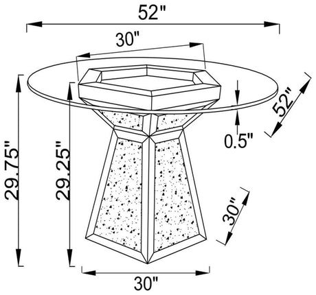 Quinn - Round Glass Top Mirrored Dining Table - Silver