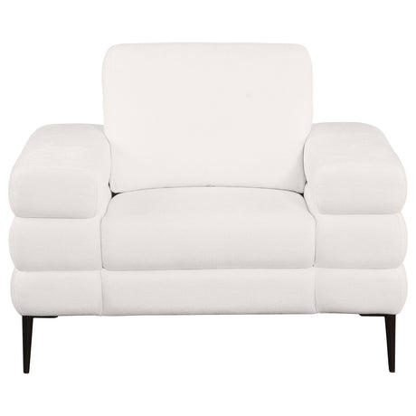 Jessel - Chenille Upholstered Track Arm Chair - Ivory