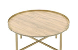 Mithea - Coffee Table - Oak Table Top & Gold Finish