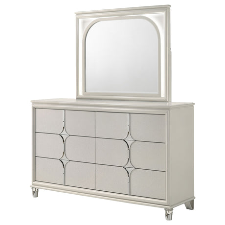 Olivia - 6-Drawer Dresser And LED Mirror - Pearl White