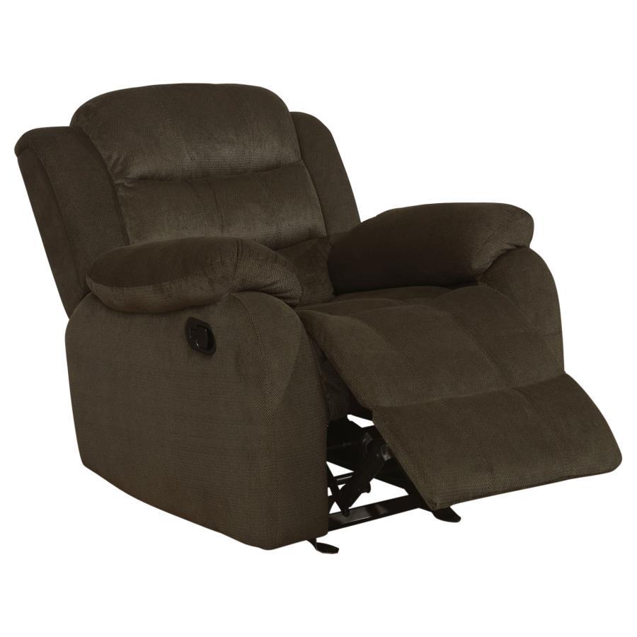 Rodman - Upholstered Padded Arm Glider Recliner - Olive Brown