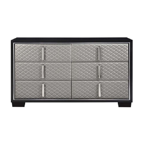 Nicola - Dresser - Silver PU & Black Finish