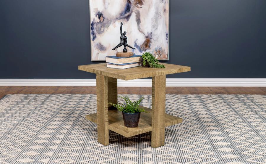 Dawn - Square Engineered Wood End Table - Mango Brown