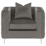 Phoebe - Upholstered Tuxedo Arm Tufted Chair - Urban Bronze