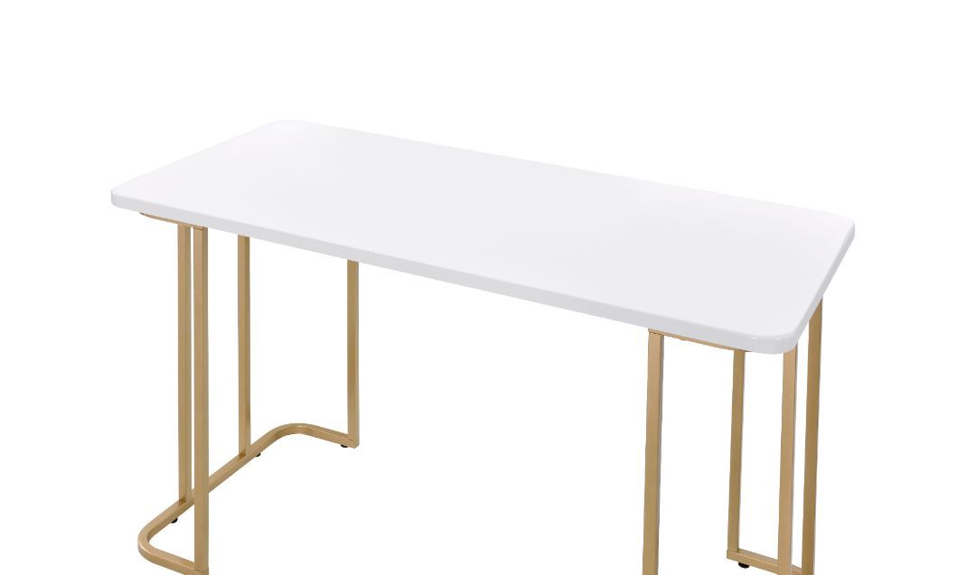 Estie - Writing Desk - White & Gold Finish