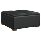 Paris - Upholstered Storage Ottoman With Tray - Black