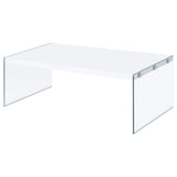 Opal - Rectangular Glass Frame Coffee Table - White High Gloss