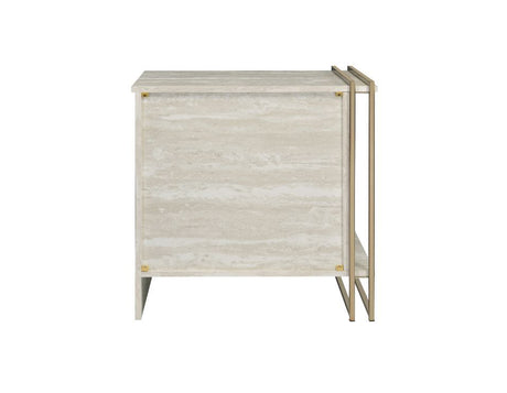 Tyeid - Accent Table - Antique White & Gold Finish