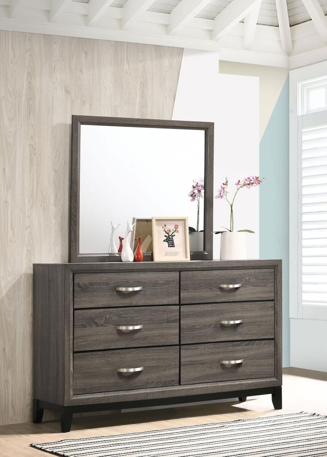 Watson - 6-Drawer Dresser With Mirror - Gray Oak