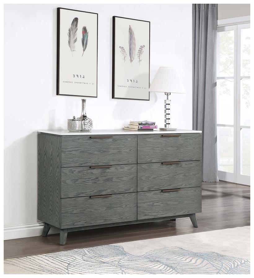 Nathan - 6-Drawer Dresser - Gray