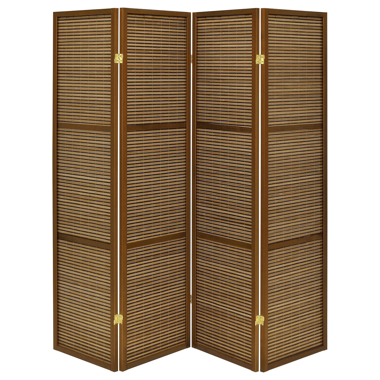 Browning - 4-Panel Bamboo Room Divider Folding Screen - Walnut