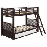 Oliver - Wood Twin Over Twin Bunk Bed - Java