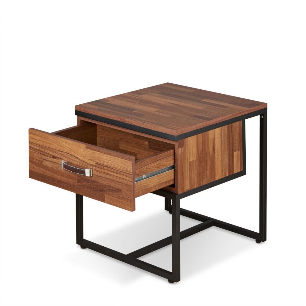 Sara - I - End Table - Walnut & Sandy Black