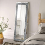 Valerie - Acrylic Crystal Floor Mirror - Silver