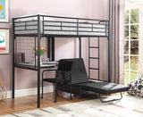 Jenner - Metal Twin Futon Workstation Loft Bed - Black