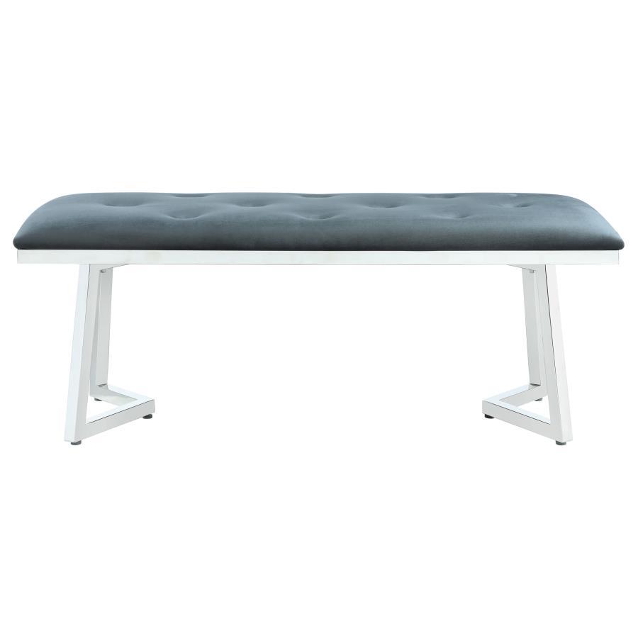 Beaufort - Velvet Upholstered Dining Bench - Steel Gray