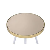 Mazon - End Table - Antique Brass/White & Smoky Mirror