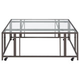 Adri - Square Glass Top Coffee Table With Casters