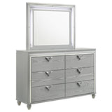 Veronica - 6-Drawer Dresser With Mirror - Light Silver