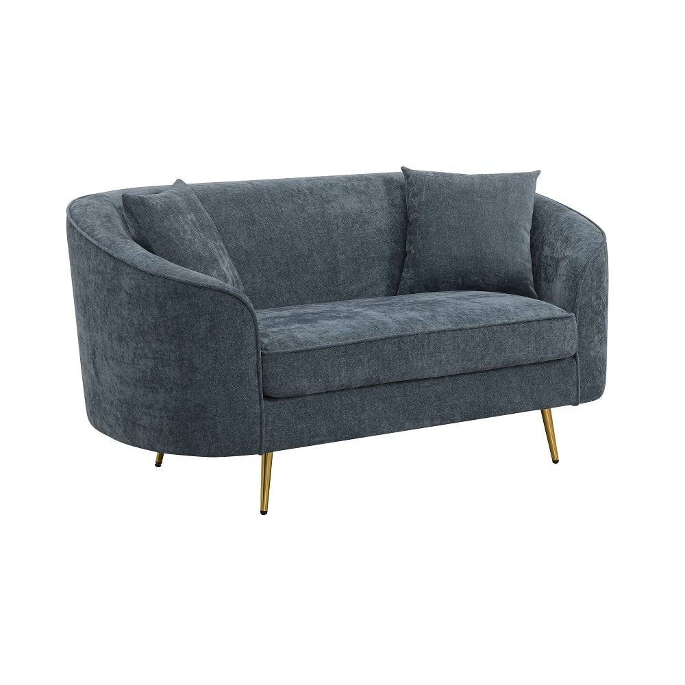 Nakendra - Loveseat With 2 Pillows - Cobalt Gray