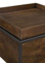 Ondrej - Square Accent Table With Removable Top Tray - Dark Brown And Gunmetal