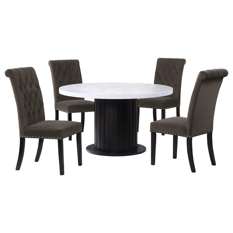 Sherry - Round Marble Top Dining Table Set