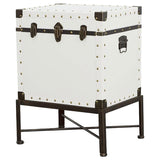 Nancy - Upholstered Vintage Side Table Storage Trunk - White