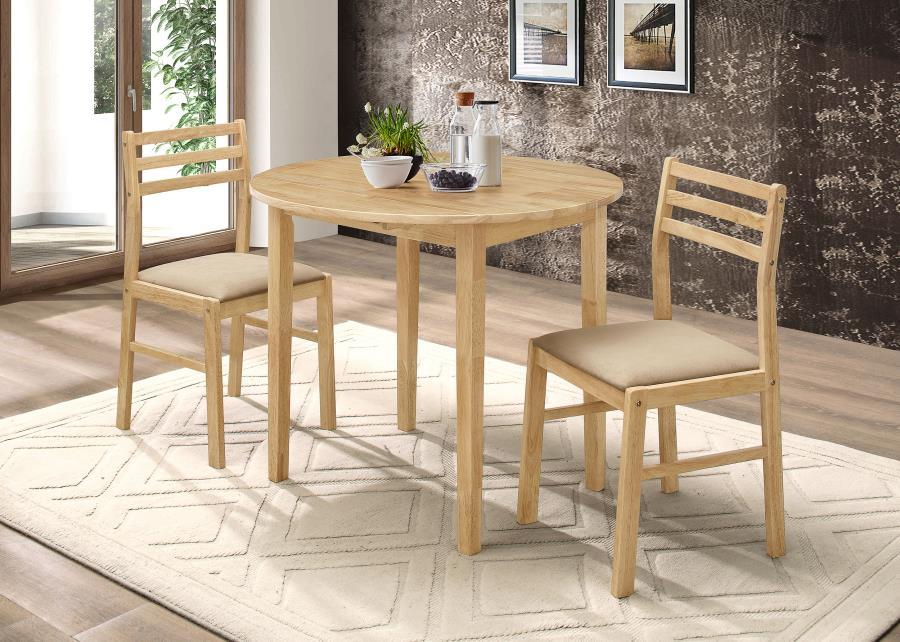 Bucknell - 3 Piece Round Drop Leaf Dining Table Set